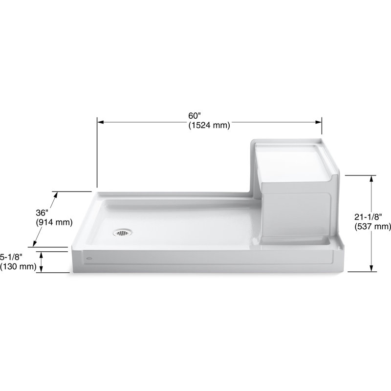 Kohler Tresham 60" x 36" Single Threshold LeftHand Drain Shower Base